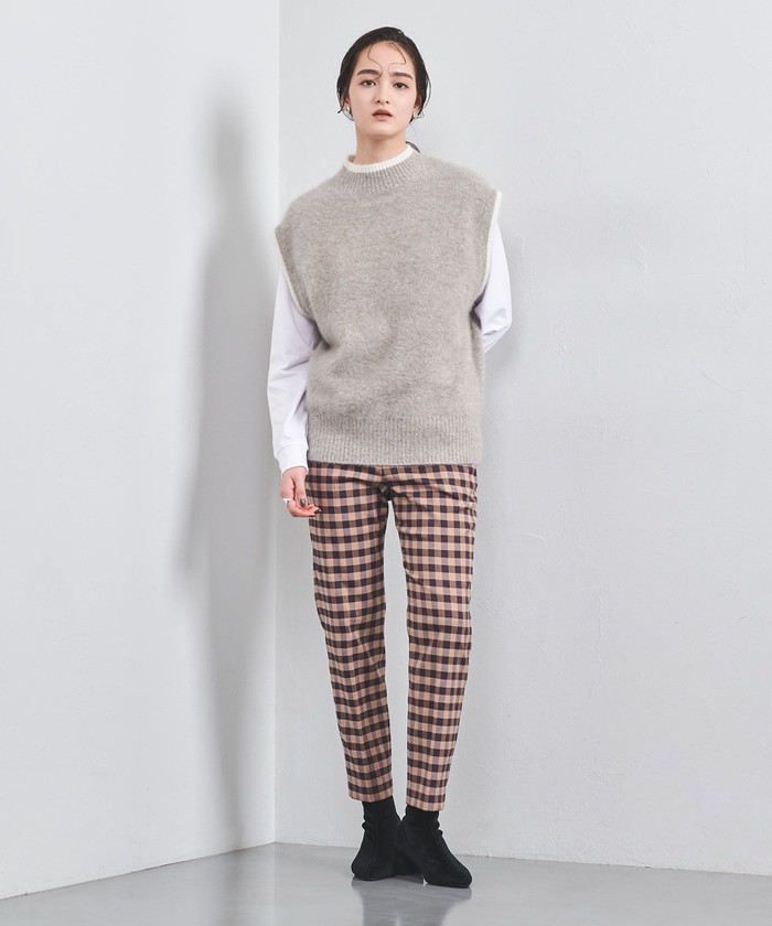 UNITED ARROWS シャイニーギンガムチェックスリムパンツ