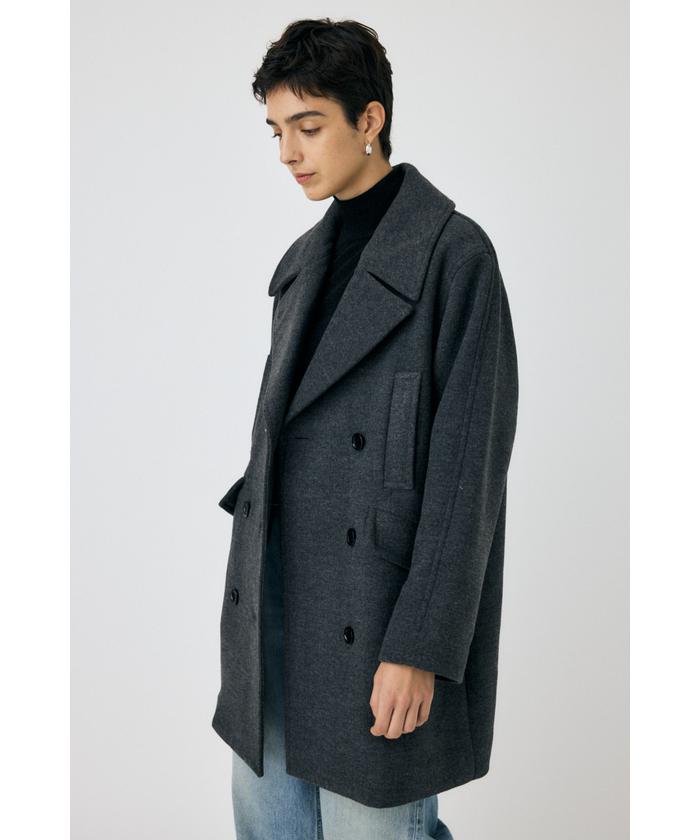 moussy グレー ダブルブレスト ミドルコート moussy マウジー ダブルブレストミドルコート グレー
