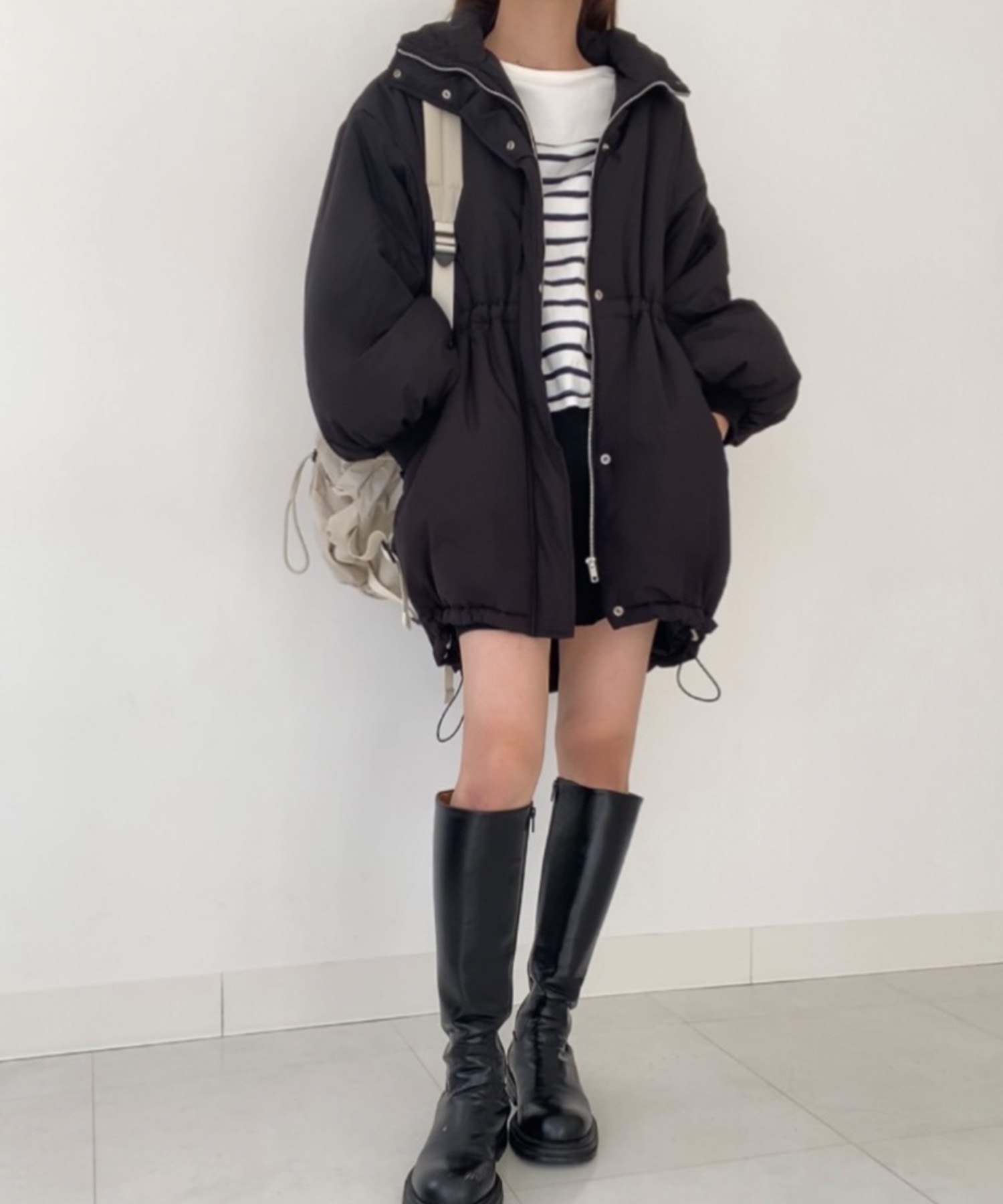 Mサイズ／FILLOU 中綿スタンドネックドロストコート Mサイズ／FILLOU 中綿スタンドネックドロストコート