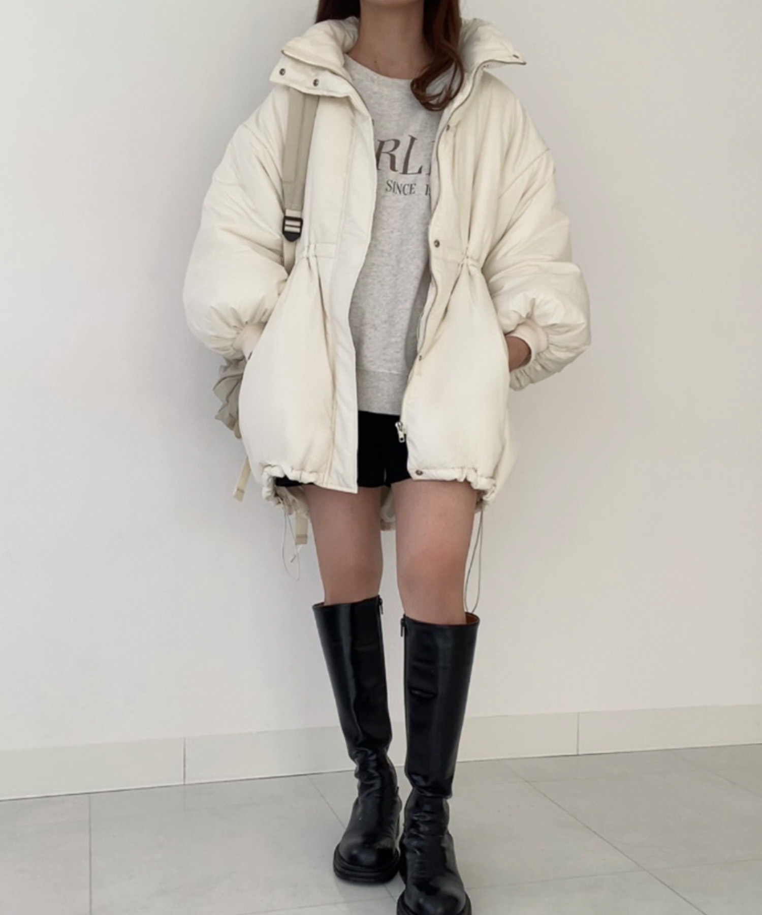 Mサイズ／FILLOU 中綿スタンドネックドロストコート Mサイズ／FILLOU 中綿スタンドネックドロストコート