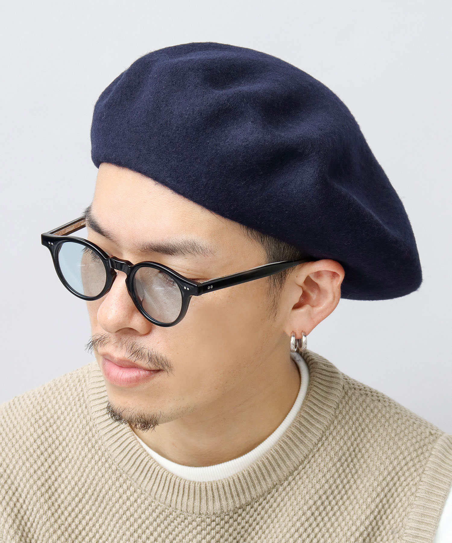 ベーシックエンチ Basiquenti 大判 ウール ベレー帽