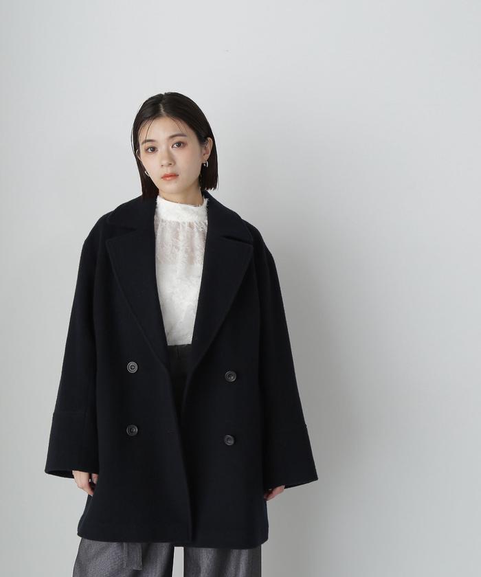 セール 10%OFF】ダブルブレストフォルムミドルコート 24AW