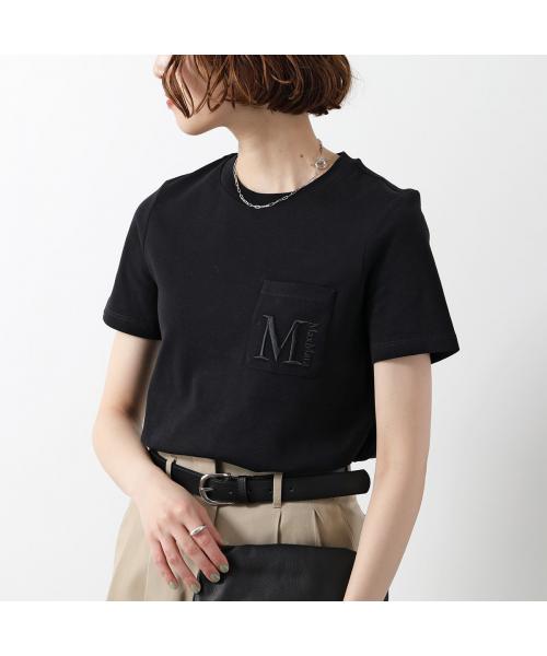 優れた品質 S MaxMara ポケット付き 半袖ロゴTシャツ 黒 MADERA トップス