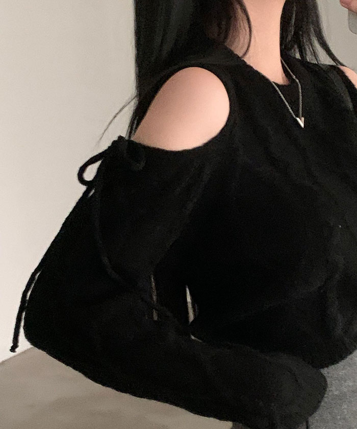 ビビッドレディ VIVIDLADY 肩開きリボンニット レディース 秋 冬 肩出しニット 肩開きトップス バレエコア 長袖 ニット 秋冬 肩開きニット ビビッドレディ VIVIDLADY 肩開きリボンニット レディース 秋 冬