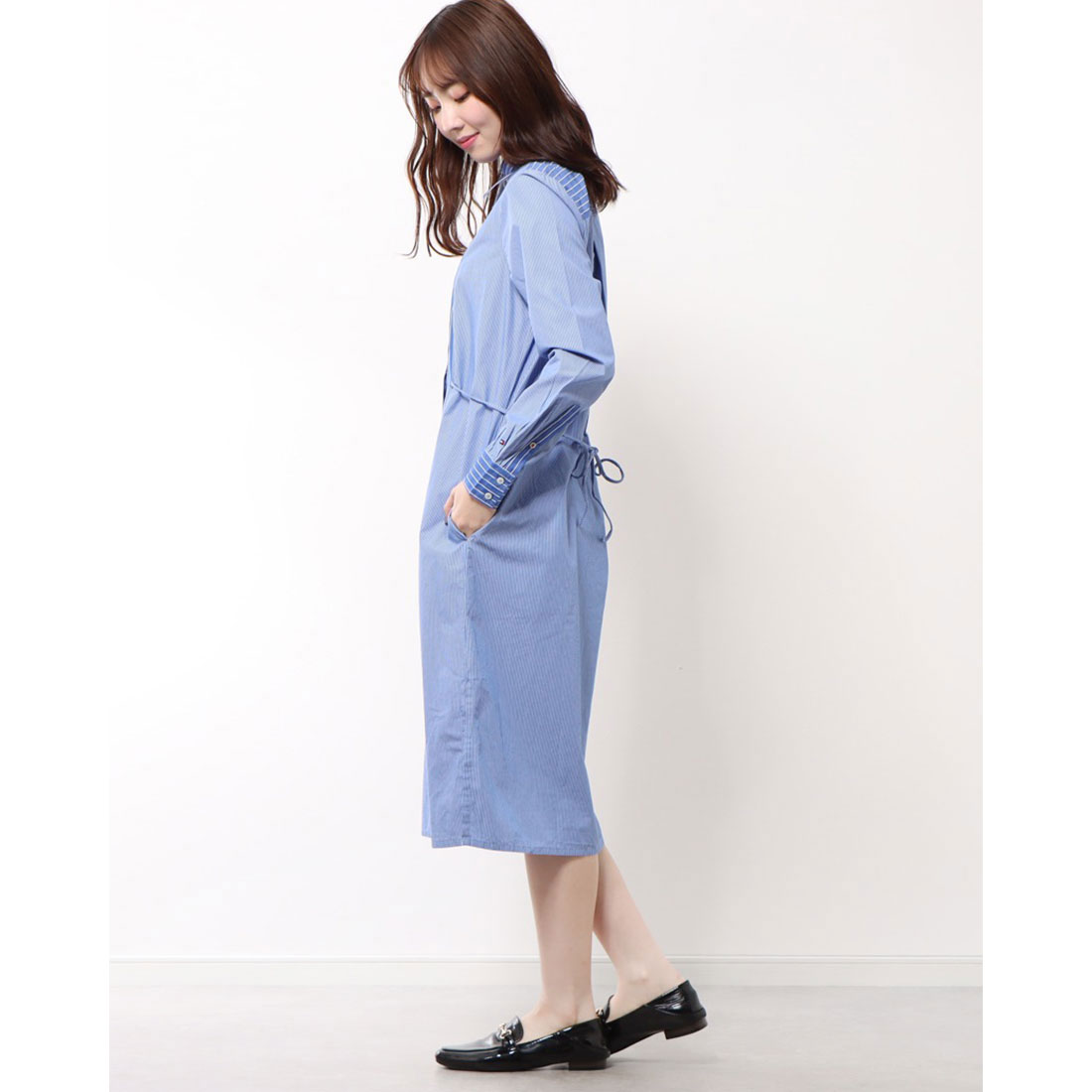 トミーヒルフィガー ストライプコットンミディシャツドレス 楽天市場】【SALE／60%OFF】IM REG COWL MOCK TERRY DRESS S