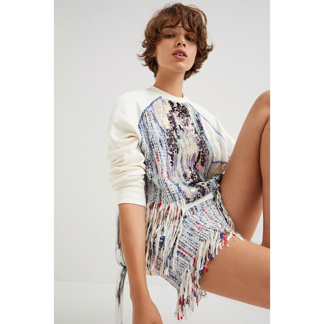 セール】デシグアル Desigual 異素材パッチワーク スウェット