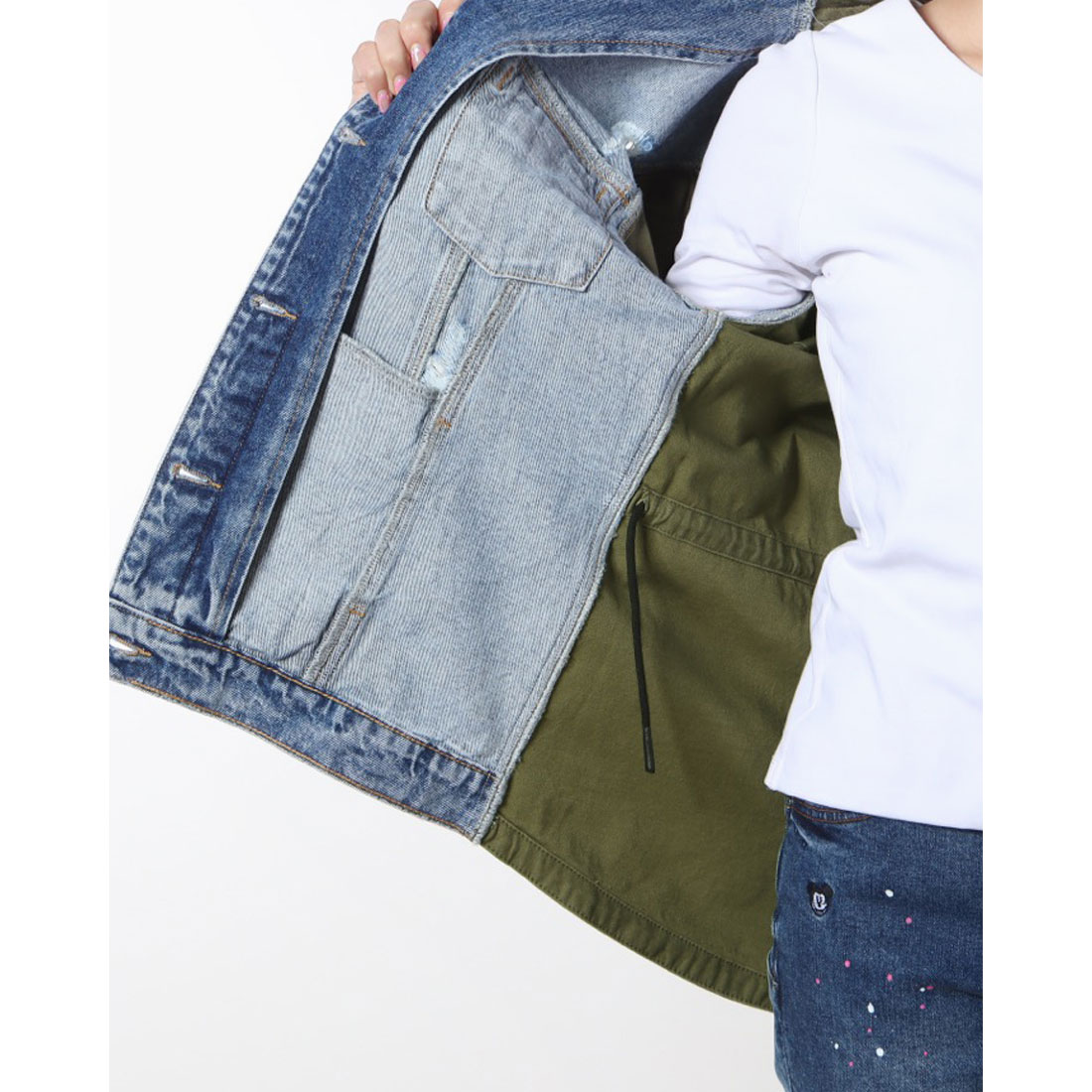 美品 Desigual デシグアル アウター フードコート モッズジャケット M マオカラーのジャケット 25SWEW46 | Desigual (Women