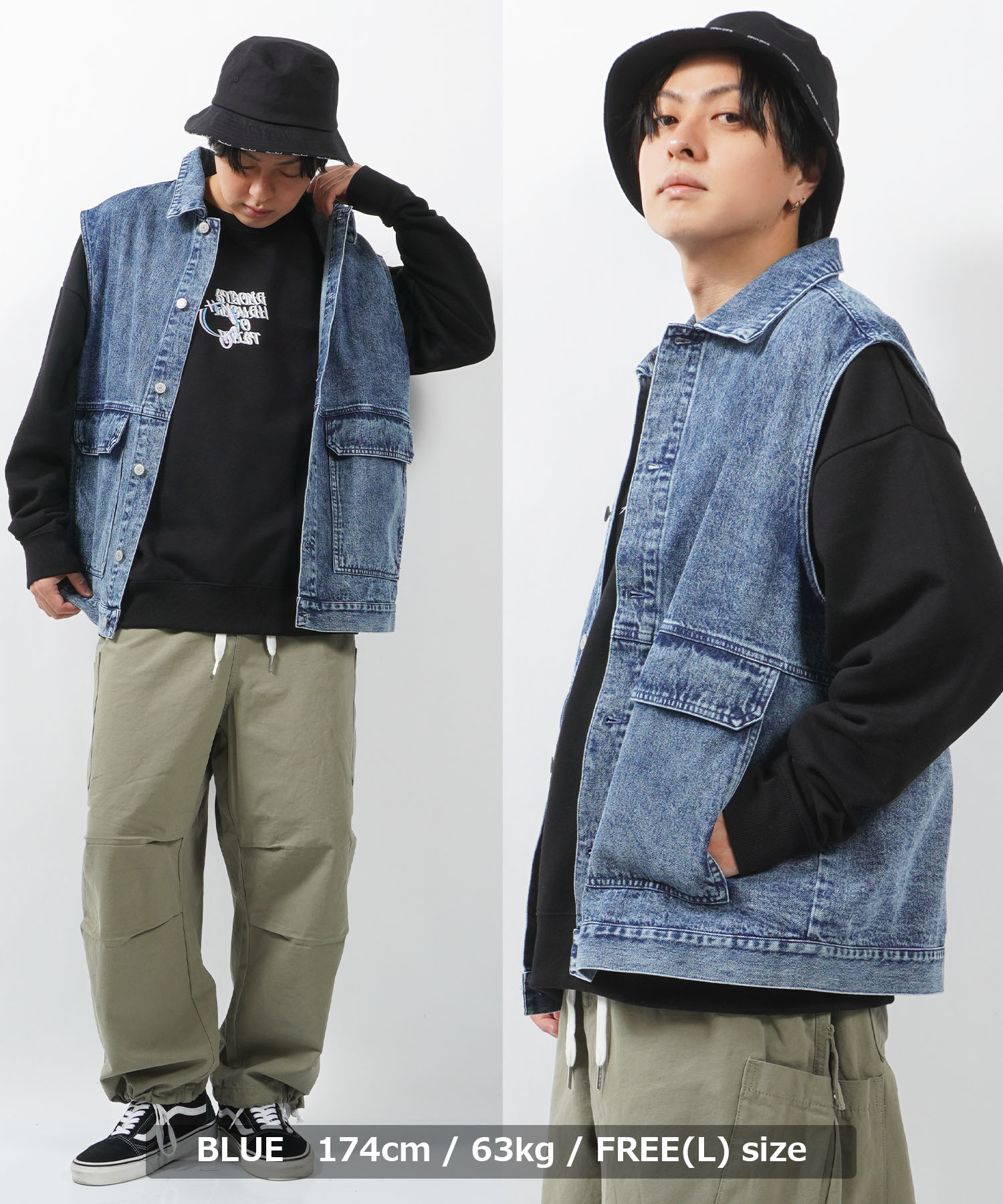 ワンフォークロージング 1111clothing デニムベスト メンズ