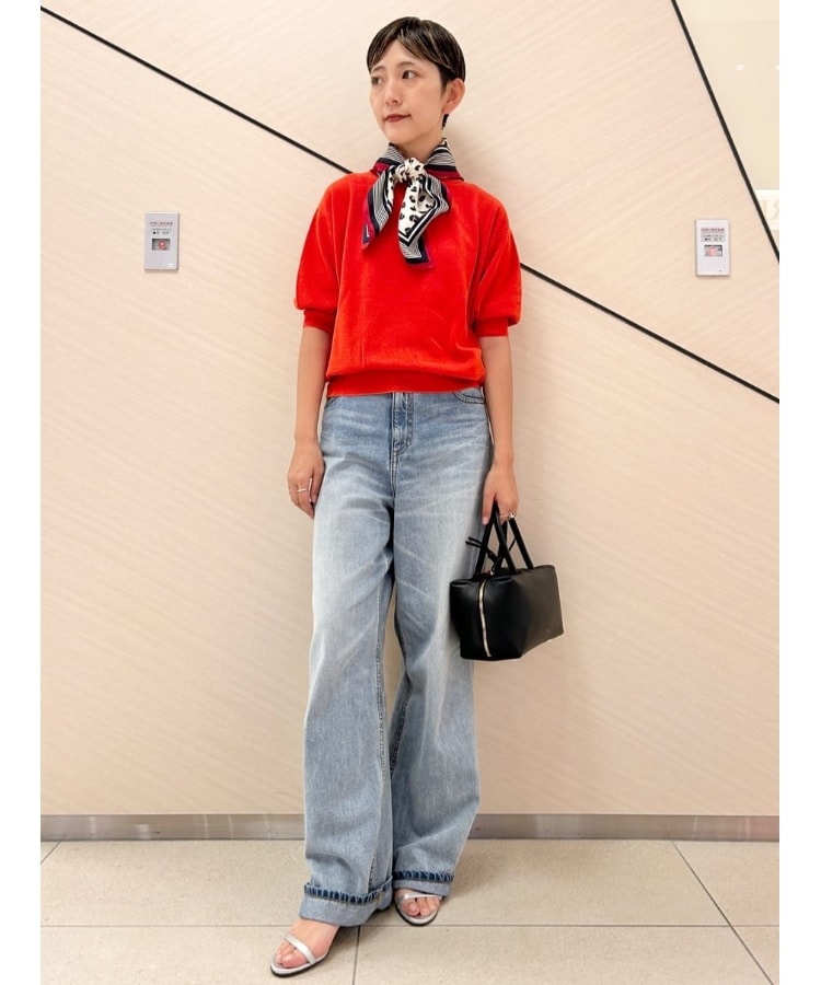 ドレステリア　ワイドフレア　デニムパンツ　M size 大人百花春号掲載 モデル美香さん着用】ヴィンテージ加工ワイド