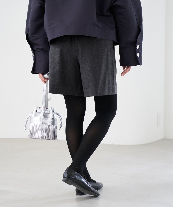 IENA ウォッシャブルウールショートパンツ ブラック 追加3予約》ウォッシャブルウールショートパンツ（ショート
