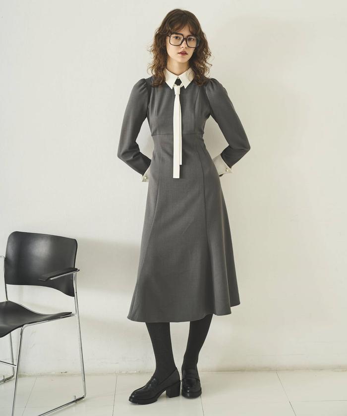 配色襟レディワンピース(507714617) | AND COUTURE(AND COUTURE