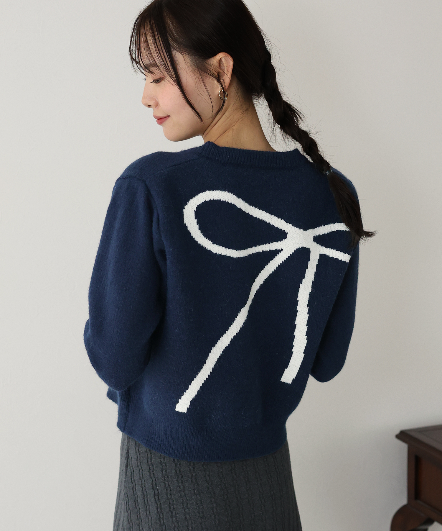 RED VALENTINO - RED VALENTINO カシミヤ シルク バックリボン カーディガン RED VALENTINO カシミヤ シルク バックリボン カーディガン