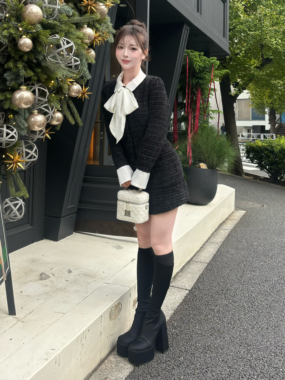 ダーリッチ Darich クラシカルボウタイツイードミニワンピース ダーリッチ Darich クラシカルボウタイツイードミニワンピース
