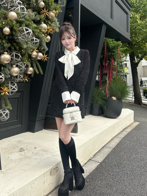 ダーリッチ Darich クラシカルボウタイツイードミニワンピース 