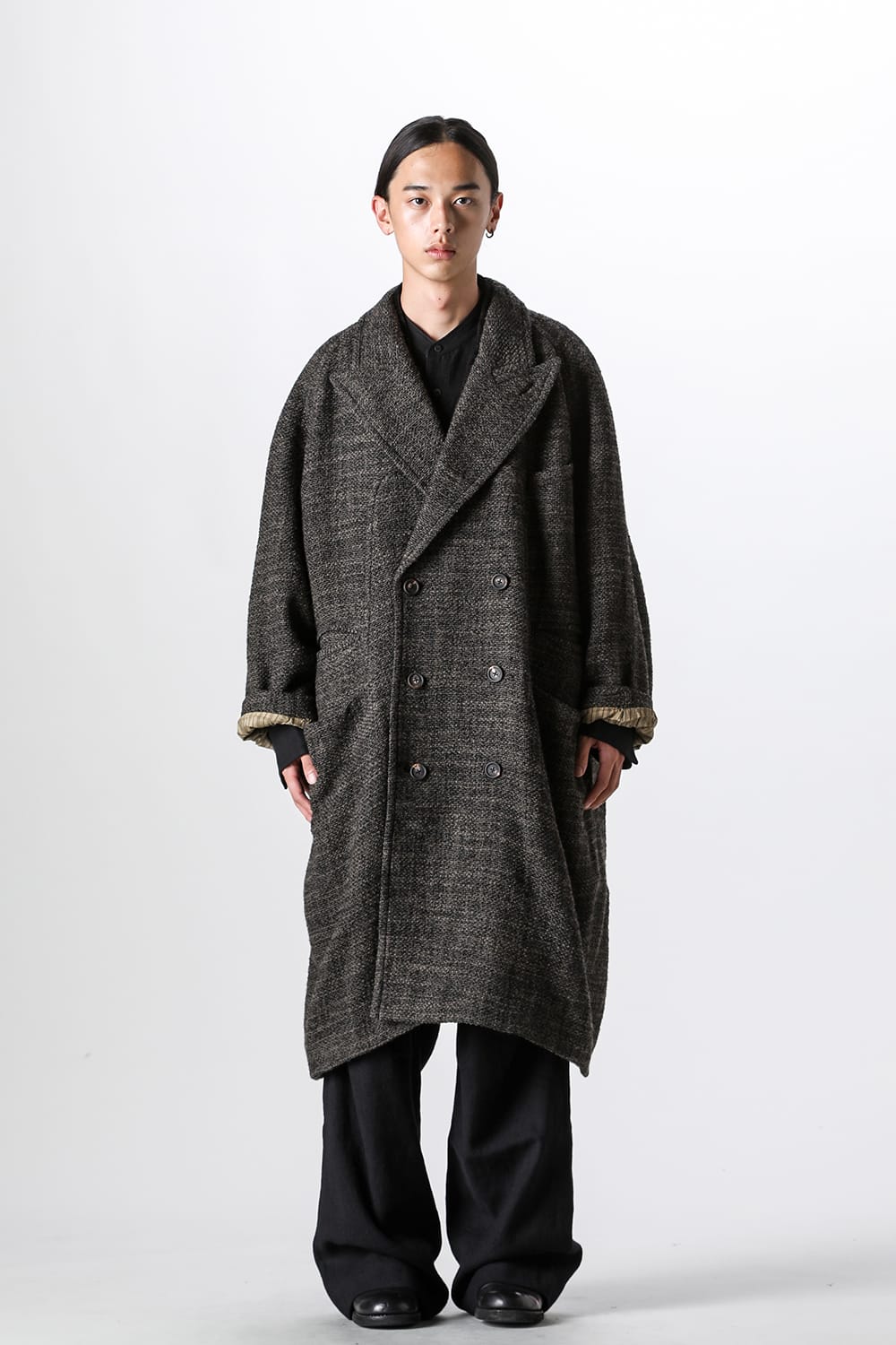 【傑作】セット割有り! ZIGGY CHEN レア15AWストライプロングコート ジギーチェン ZIGGY CHEN Oversized Double Breast Coat