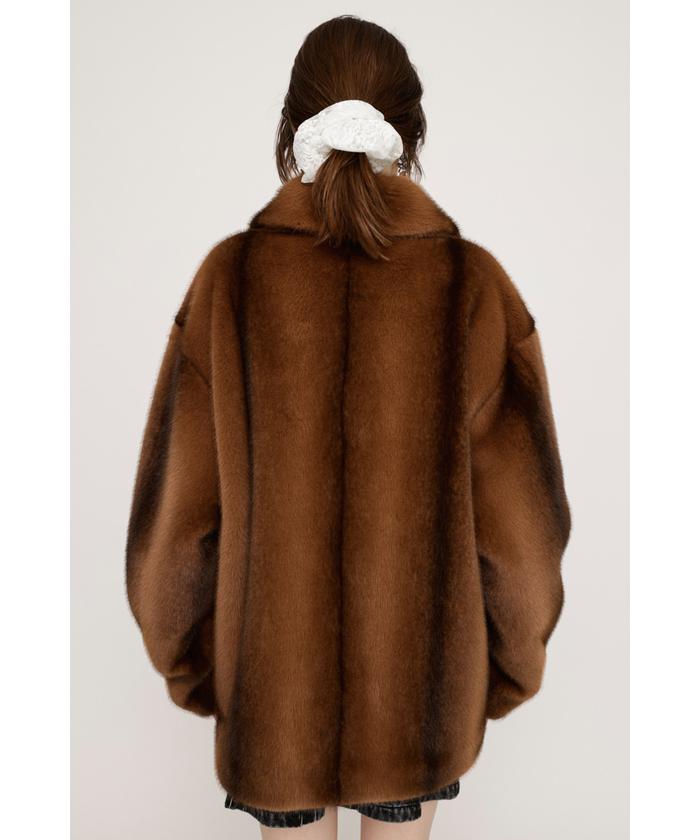 SLY ノーカラーFAUXファーコート グリーン -ファッション通販