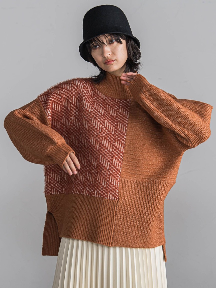 MAYSON GREY / メイソングレイ 【WEB限定】シャギージャガード柄切替ニットプルオーバー≪手洗い可能≫ セール】メイソングレイ MAYSON GREY 【WEB限定】シャギー