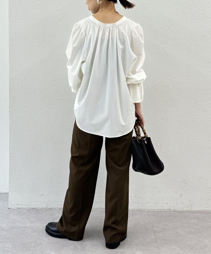 美品♪ラウンジドレス◆2WAY コットンスキッパーブラウス　長袖　ブラック セール】【Loungedress】2WAYスキッパーブラウス(507738583