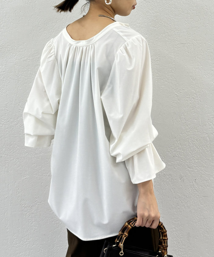 【Loungedress】2WAYスキッパーブラウス　オフホワイト セール】【Loungedress】2WAYスキッパーブラウス(507738583