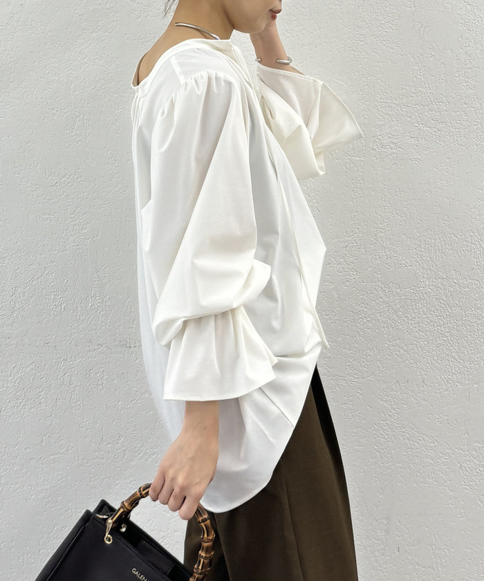 【Loungedress】2WAYスキッパーブラウス　オフホワイト セール】【Loungedress】2WAYスキッパーブラウス(507738583