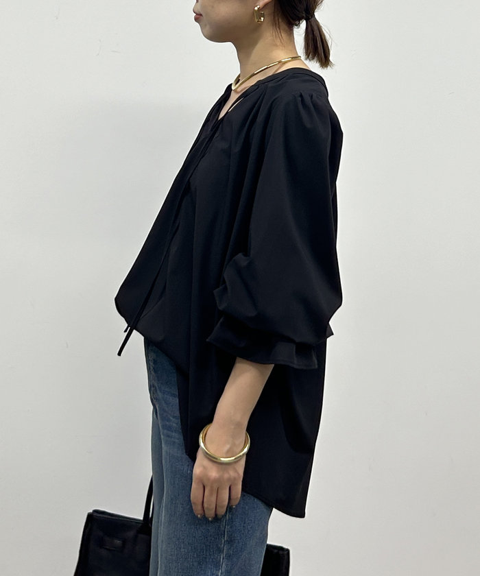 【Loungedress】2WAYスキッパーブラウス　ブラック パル PAL 【Loungedress】2WAYスキッパーブラウス （black