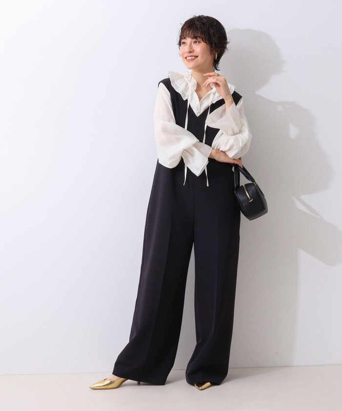 【NOLLEY'S sophi】ウォッシャブルダブルクロスジャンプスーツ セール 30%OFF】ウォッシャブルダブルクロスサロペット