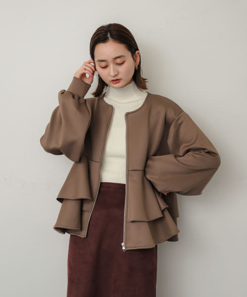 セール 50%OFF】フリルペプラムジップカーディガン(507741655