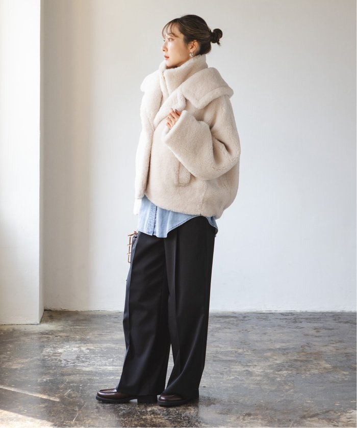 セール 30%OFF】スノーボアビッグカラーコート(506840619 セール 30%OFF】スノーボアビッグカラーコート(506840619