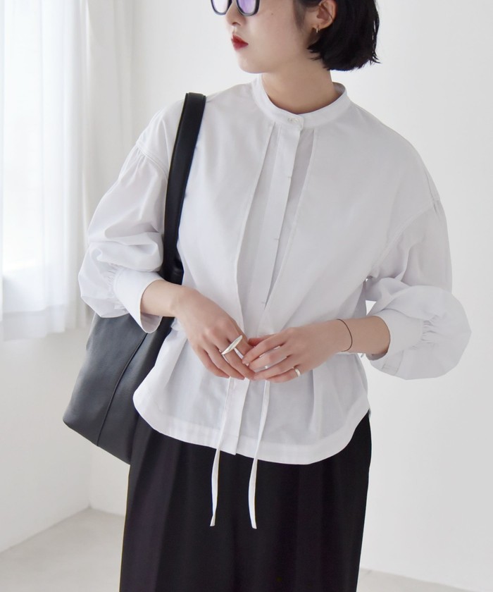 SHIPS for women / シップスウィメン quaranciel:〈洗濯機可能〉シャンブレー ドローコード ヨーク シャツ ブラウス セール】quaranciel:〈洗濯機可能〉シャンブレー ドローコード