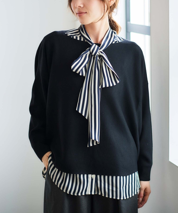 ストライプボウタイブラウス(506867535) | ルクールブラン(le