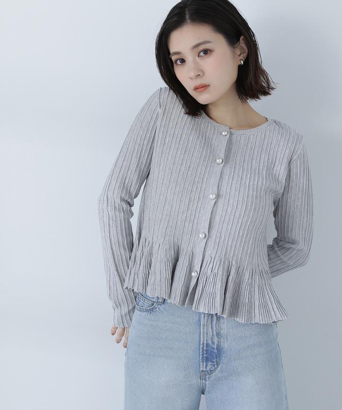 クD184N.Natural Beauty Basicパールボタン半袖リブニット N. Natural Beauty Basic*｜半袖微配色リブニット | Rakuten