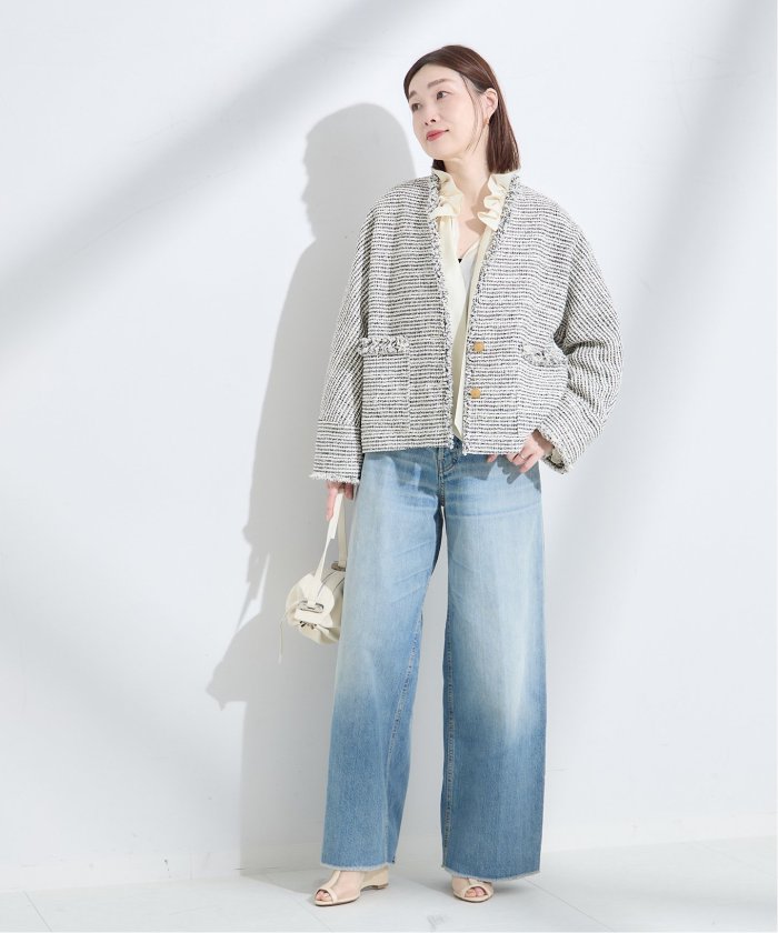 GIOLICA ツイードVネック ジャケット GIOLICA ノーカラー ツイード ジャケット / 23区 | ファッション