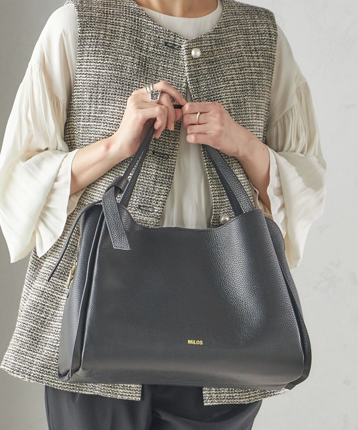 セール 30%OFF】MILOS: A4 リボン パーテーション レザー トート