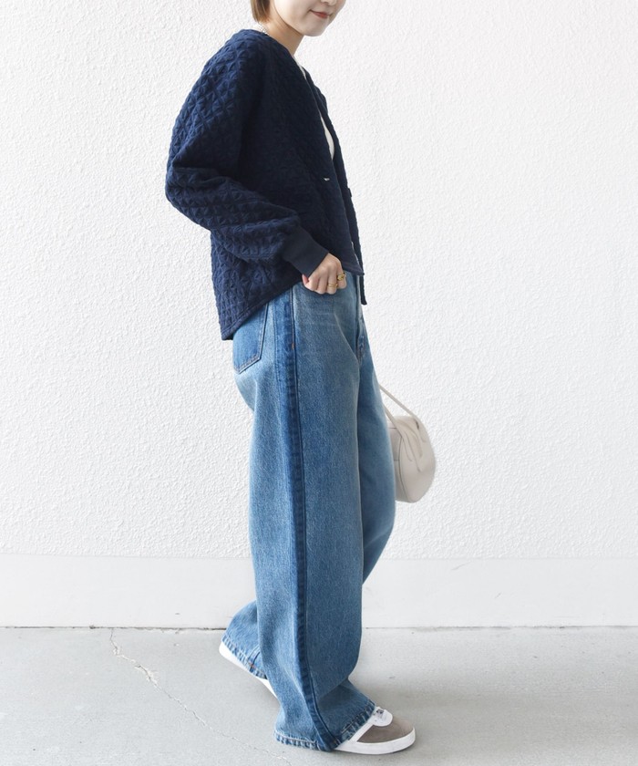 WEB限定】〈手洗い可能〉キルティング ジャカード カーディガン