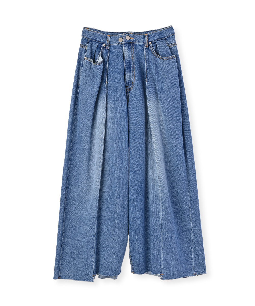日本最大級 マージュール marjour SUPER WIDE TUCK DENIM(507782154) | マー パンツ