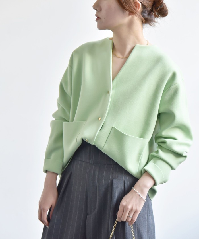 日本未入荷★Karen Millen ノーカラーモノクロニットジャケット 日本未入荷☆Karen Millen ノーカラーモノクロニットジャケット