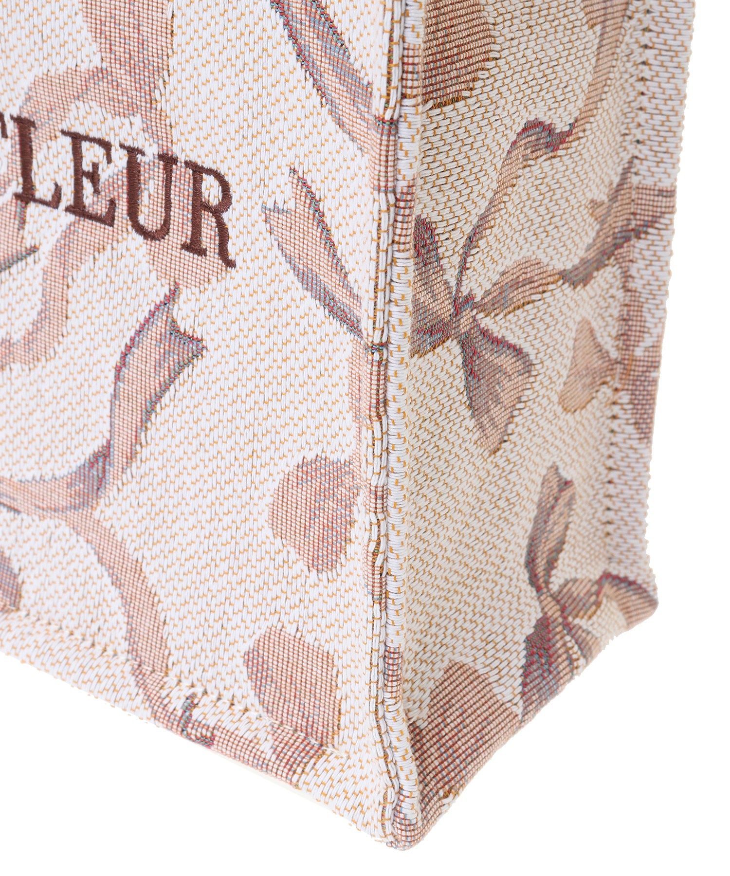 Maison de FLEUR リボン柄ゴブランスクエアトート Sサイズ メゾン ド フルール Maison de FLEUR リボン柄ゴブランスクエア