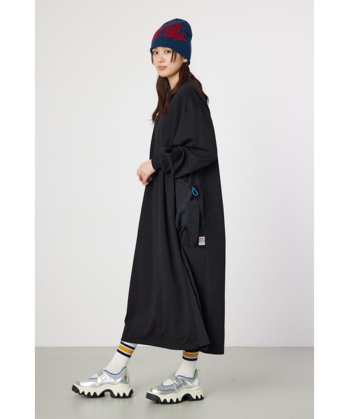 【関税込み】Rick Owens ブラウン EDFU T マキシワンピース セール】ナイロンドッキングマキシワンピース(507784252