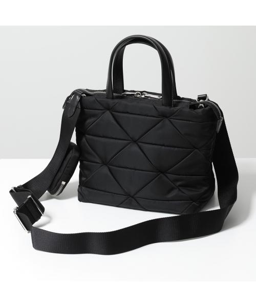 美品 PRADA ナイロン トートバッグ 紺 3角ロゴ 型押し