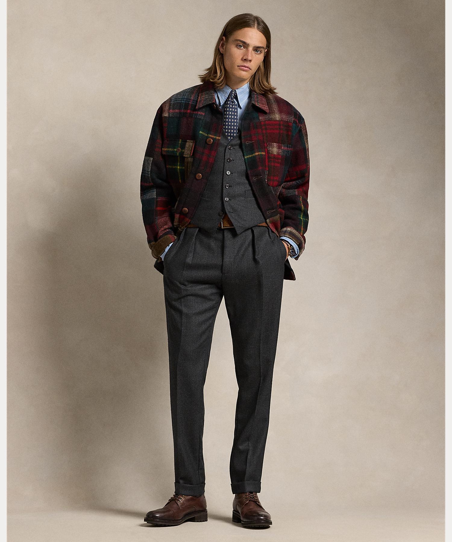 A0120【MEN'S KANEKO ISAO】パッチワークウールジャケット（L A0120【MEN´S KANEKO ISAO】パッチワークウールジャケット（L メンズ