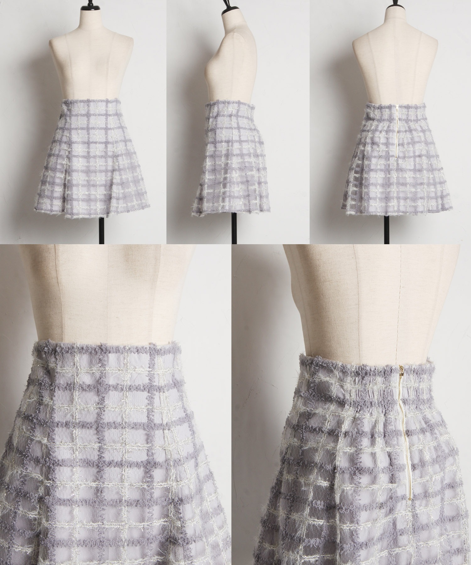 トッコクローゼット tocco closet ラメ入りチェックモール刺繍