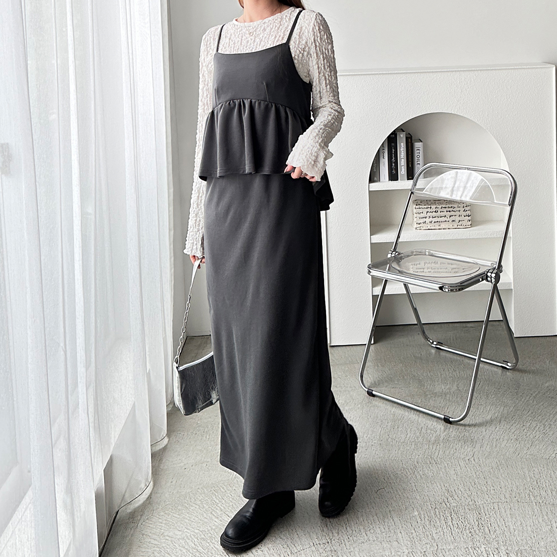 飲み屋　2着セット　ドレス　ペプラムワンピ　シフォンワンピース ☆5点セット☆タックシフォンワンピース、ラウンドペプラム