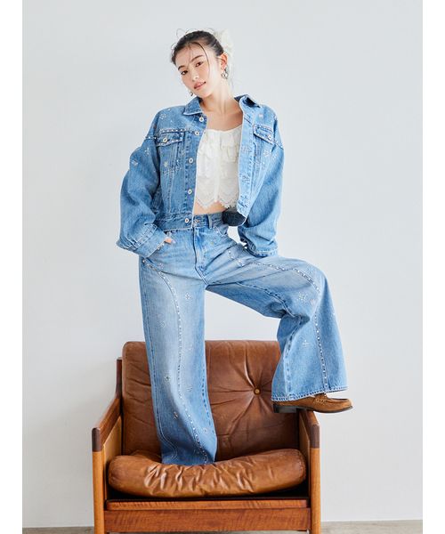 セール 50%OFF】[L.B CANDY STOCK]ビジュースタッズデニム
