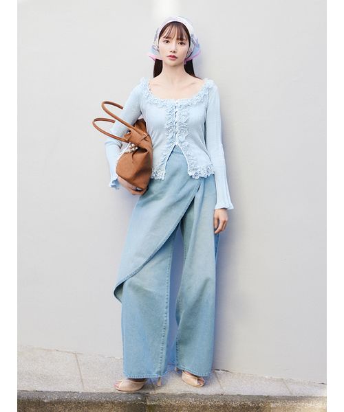 snidel sustainableフリルニットプルオーバー Sustainableフリルニットプルオーバー（ニット）｜SNIDEL