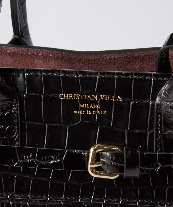 お値下げCHRISTIAN VILLA レザー クロコ 2way バニティバッグ お値下げCHRISTIAN VILLA レザー クロコ 2way バニティバッグ