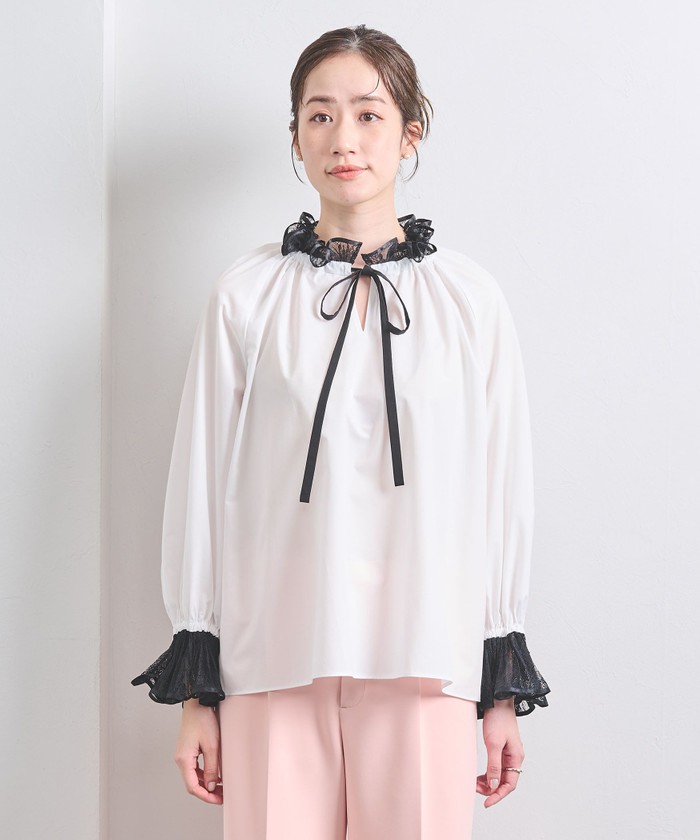UNITED ARROWS レースプリーツ フリル ブラウス - ファッション