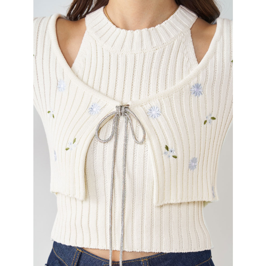 ダーリッチ Darich スパークルリボンアンサンブルニットトップス