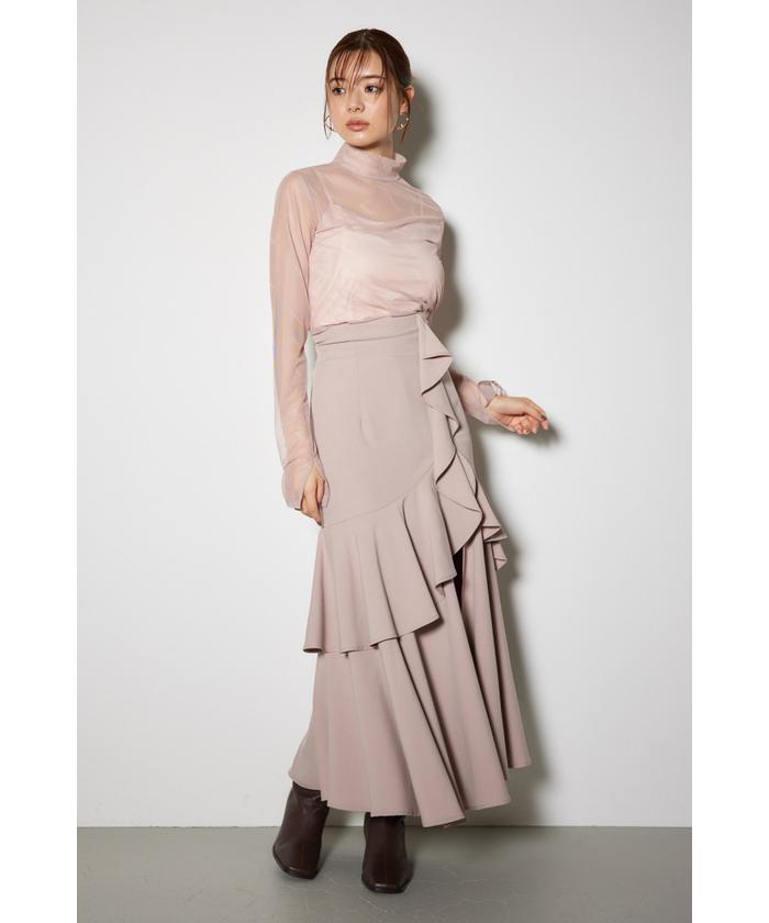 rienda（リエンダ）の「ダブルフリルスリットスコートショート