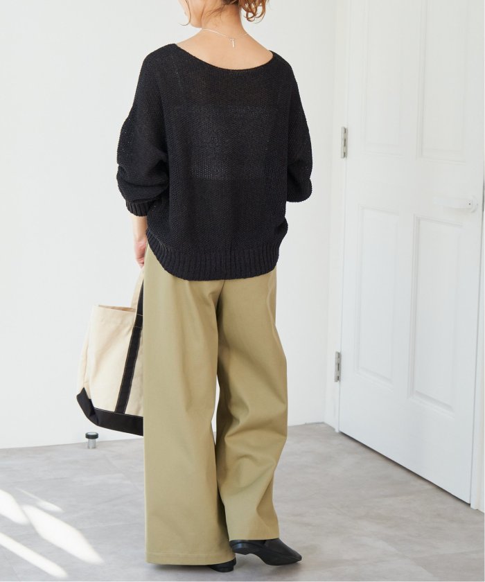【美品】スピックアンドスパン ペーパーヤーンカーディガン Vネック　ベージュ Spick & Span｜手洗い可 / 《追加》ペーパーヤーンカーディガン