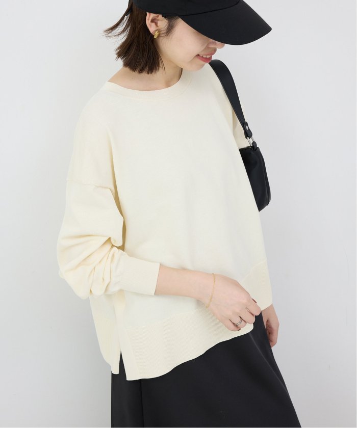 ニット セーター 「接触冷感/UV機能」FROSTYCOTTONクループルオーバー レディース セール】《接触冷感/UV機能》FROSTYCOTTONクループルオーバー